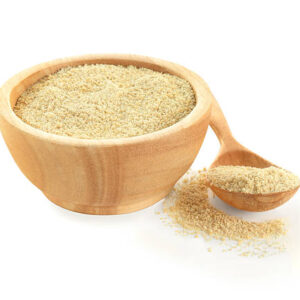 Superfood powder in bowl and spoon isolated on white